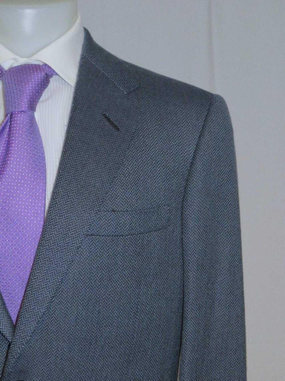 OXXFORD Handmade Renaissance Cashmere Blend Blue Herringbone Sport Coat 40R